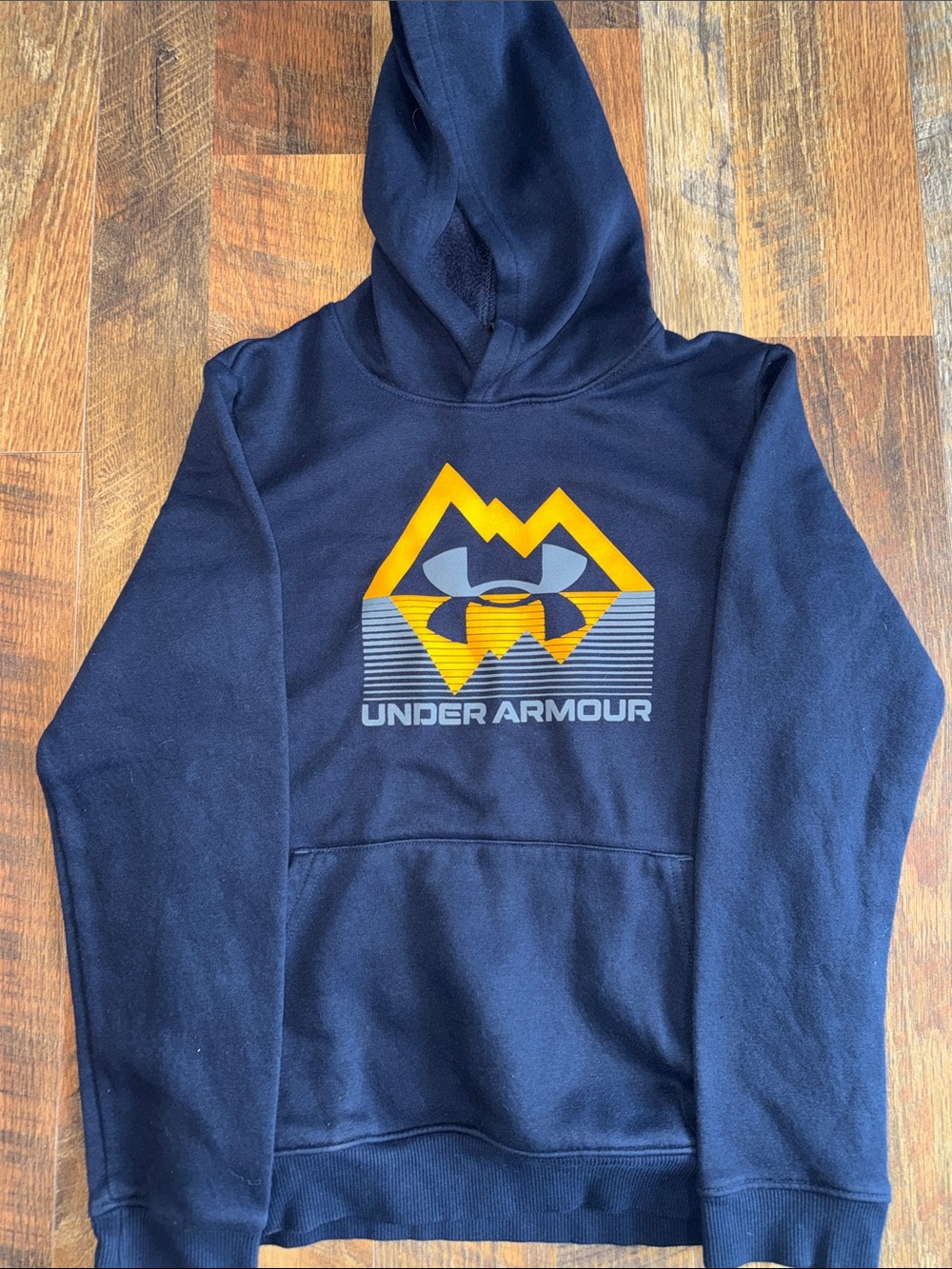 Under Armour Navy Blue Hoodie with Yellow Graphic